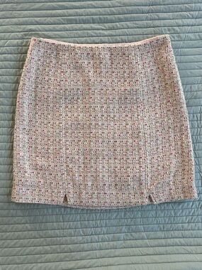 Brooks Brothers Cream Tweed Pencil Skirt with Pink Fleck